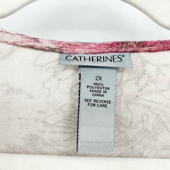 Catherines Womens Lagenlook Beaded‎ Sequin Velvet Batwing Floral Blouse Top 2X - Picture 2 of 8